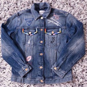 Colourful Graffiti Guess Denim Streetwear Jacket